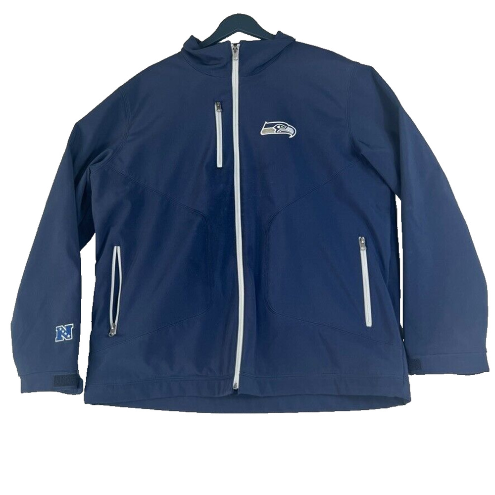 NFL Team Apparel Seattle Seahawks Jacket Mens XL Full Zip Navy Blue Windbreaker